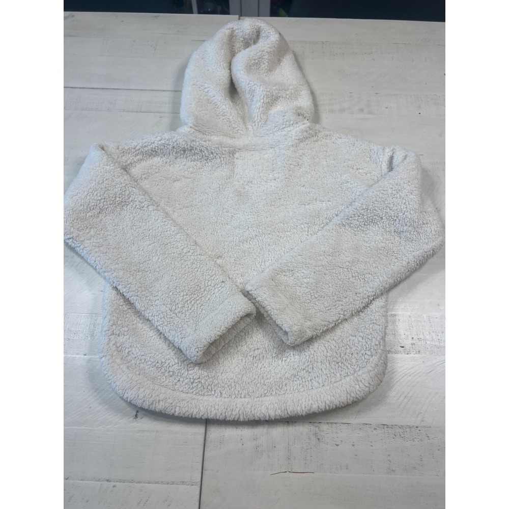 Abercrombie Kids Cream Sherpa Quarter Zip Hoodie Fleece Sweatshirt 9/10 - Picture 3 of 5